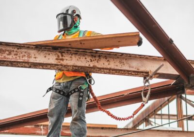 Worker working on commercial construction